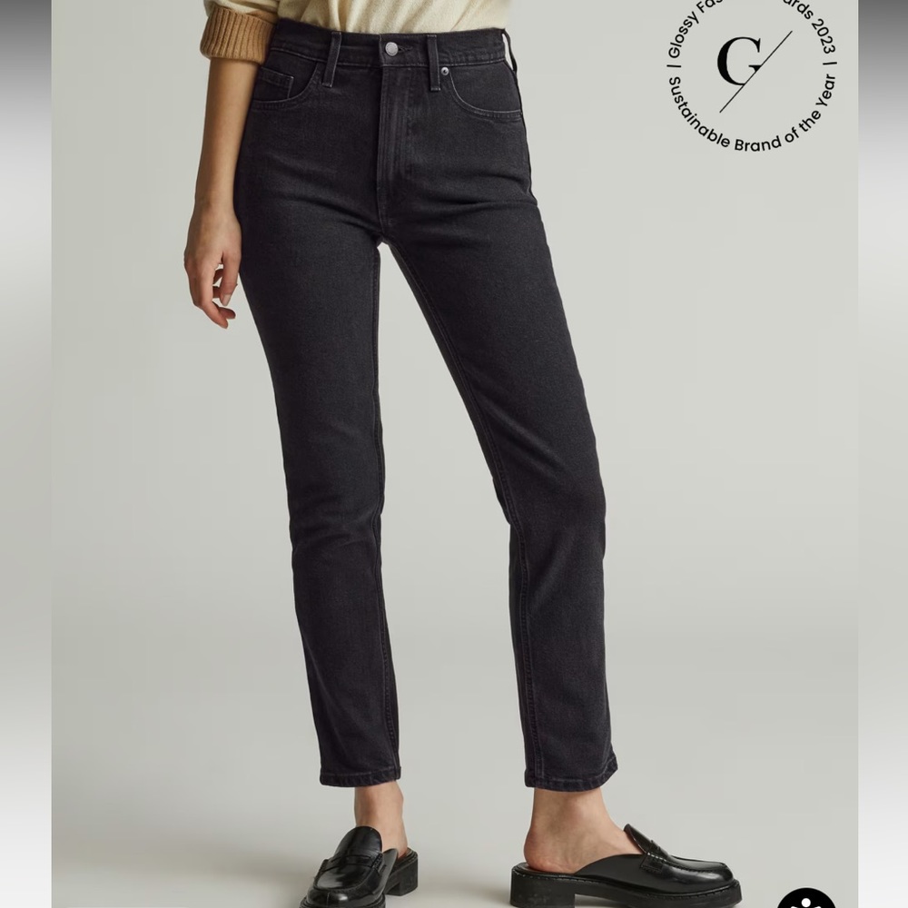 Everlane Cheeky Jean in tumbled black, size 25 regular.